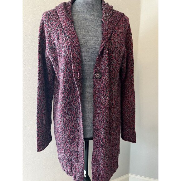 Fleur De Vie Collection Multicolored Long Cardigan Hooded Sweater Medium - Picture 4 of 6